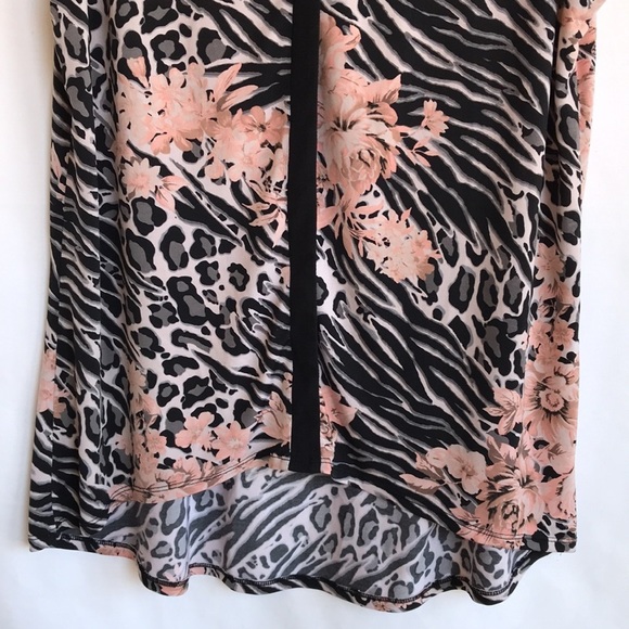 Susan Lawrence floral/animal print high-low top - Picture 3 of 8